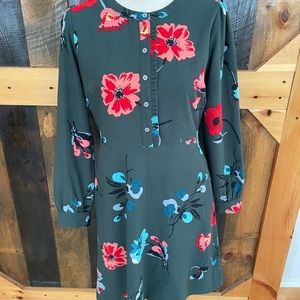 LOFT long sleeved button front floral dress, sz 2P